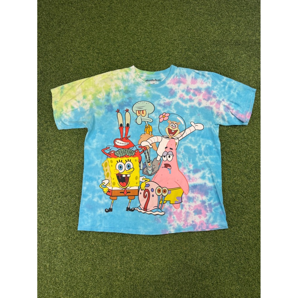 Nickelodeon Spongebob Squarepants Tie‎ Dye Graphic T-Shirt Blue Pink 1X Mens XL